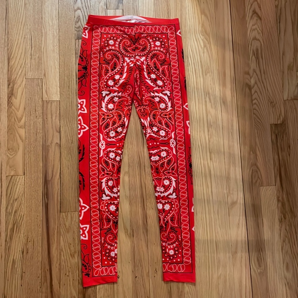 Red Paisley Print Leggings